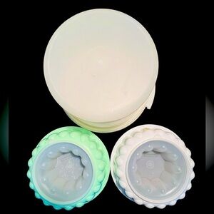 VINTAGE Tupperware Replacement Lot Two Jello Molds One Cake Plate
